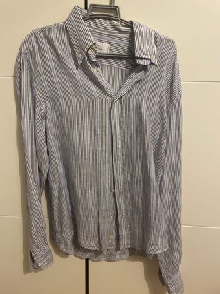 Camisa Lino Carolina Herrera Azul/Blanco