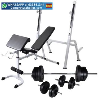Banco de Musculación con Soporte y Pesas 60 kg
