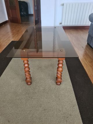 Mesa de centro cristal y madera