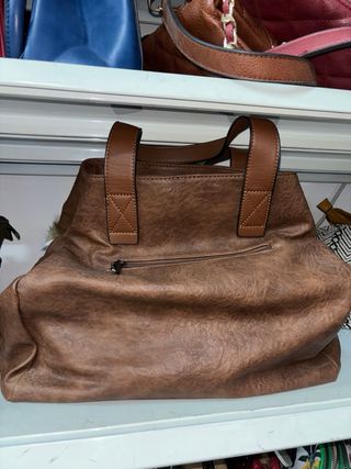 Bolso de mano cuero y pelo multicolor