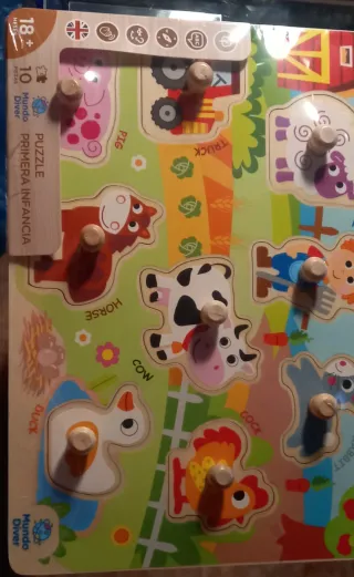 Pack 5 Puzzles Libro Granja + Puzzle Madera