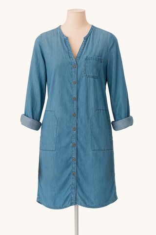 Vestido vintage de hilo vaquero abotonado – Caroll