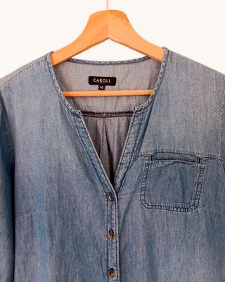 Vestido vintage de hilo vaquero abotonado – Caroll