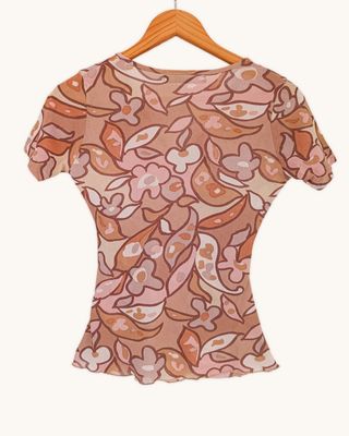 Top vintage de flores con escote cruzado – Caroll 