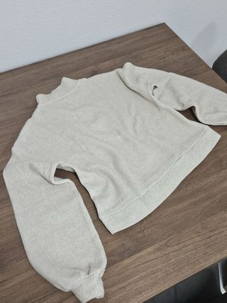 Jersey beige mujer cremallera cuello alto