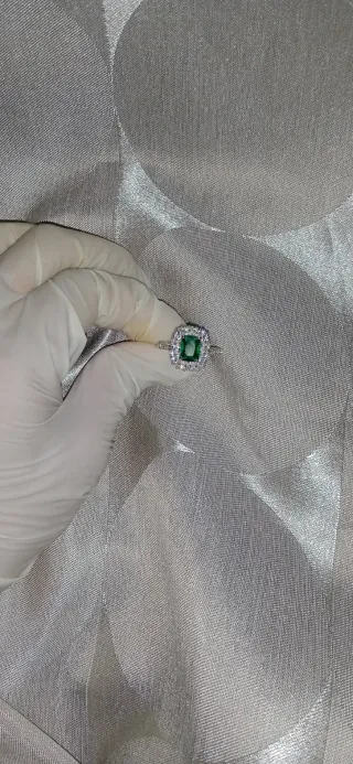 Anillo Plata con Esmeralda y Circonitas