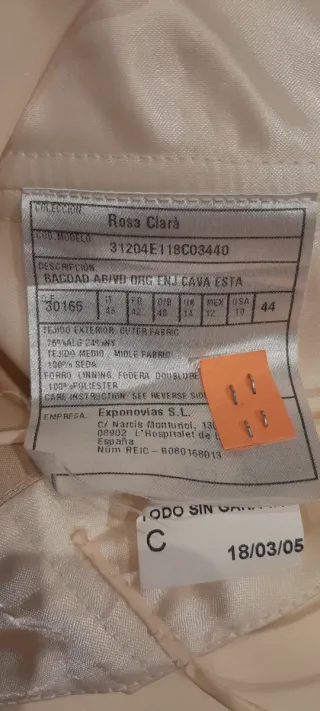Vestido de Novia Seda Blanco Roto Rosa Clará