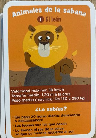 Juego de cartas de animales para niños