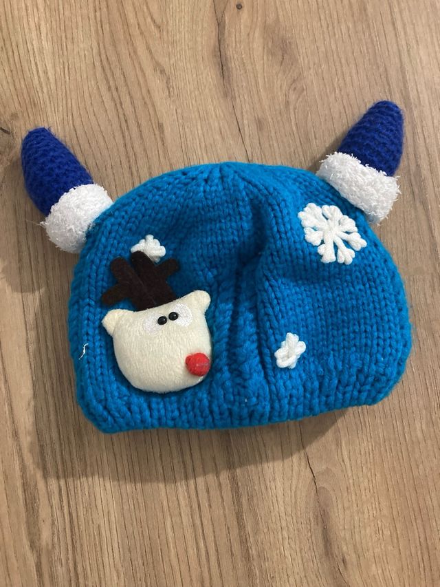 Gorro infantil para navidad azul y blanco