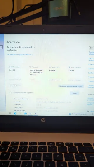 HP i7-7500u 2016 blanco (teclado a reparar)