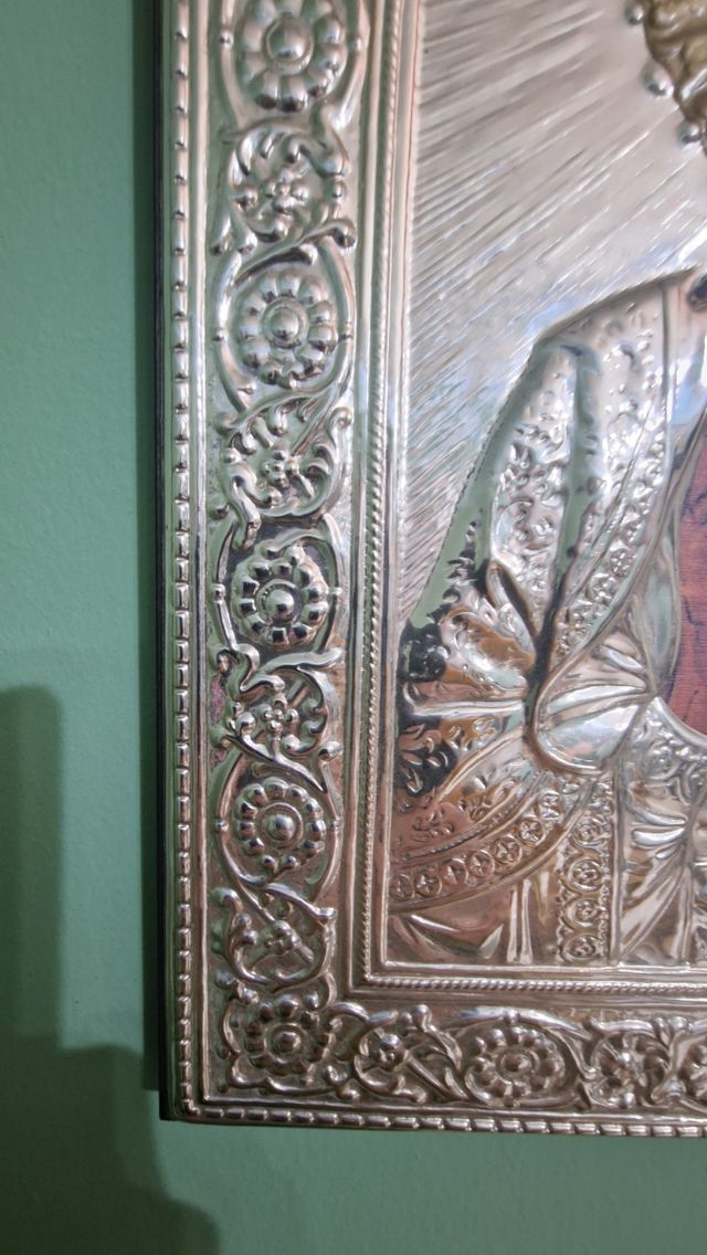 Icona Cristo Pantocratore Argento 36x31