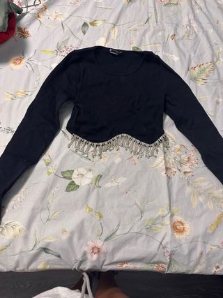 Top Zara Negro con Brillantes