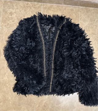 Chaqueta torera negra pelo sintético