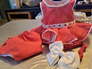 Conjunto vestido y braguita bebé lunares