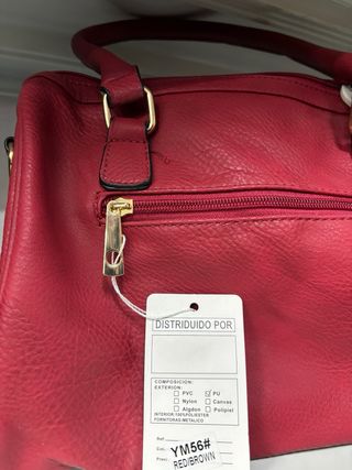 Bolso de mano rojo y marrón Chevron