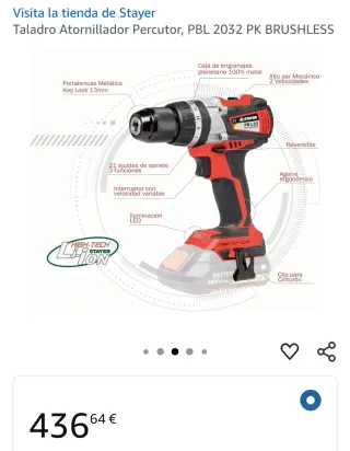 Taladro Percutor Stayer PBL 2032 PK BRUSHLESS