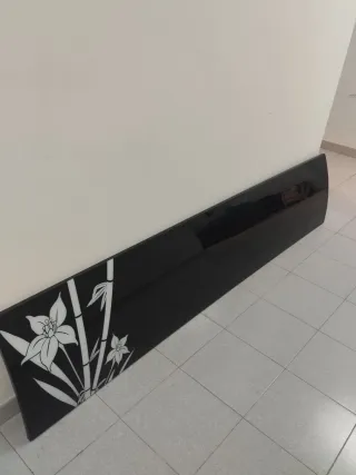 Cabecero aglomerado cama negro estampado floral