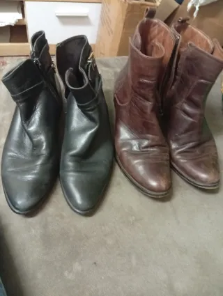 Botas de Piel Talla 38 (Negras y Marrones)