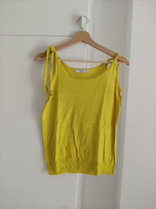 Top Mango Tirantes Lazos Amarillo Talla S