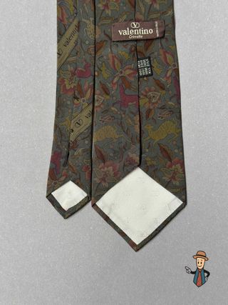Corbata Valentino Seda Vintage Flores Ciervos