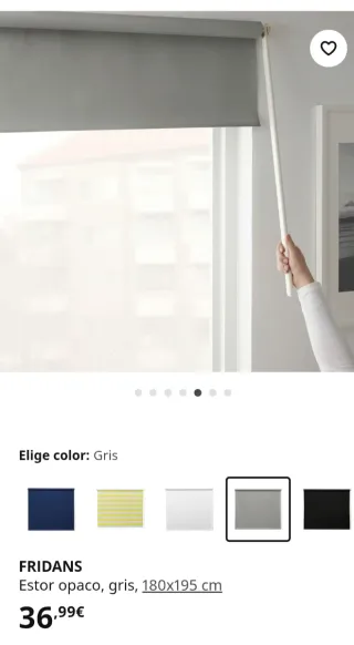Estor opaco gris de Ikea modelo Fridans
180x195