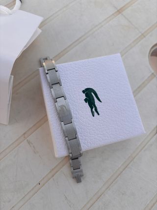 Pulsera Lacoste Cocodrilo Plata y Verde