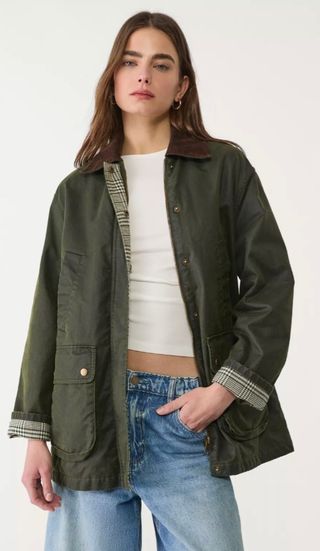 Parka encerada verde Stradivarius