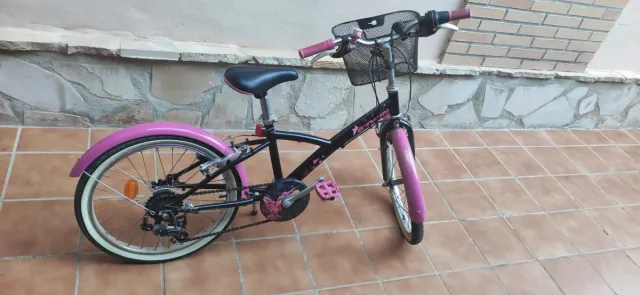 Bicicleta infantil Decathlon negro/ rosa
