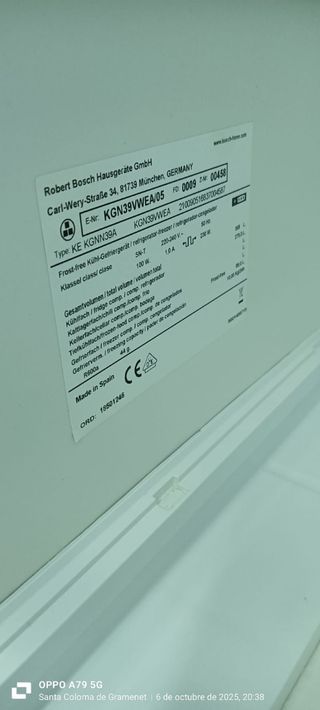 NEVERA COMBI BOSCH NO FROST ENERGÍA A+