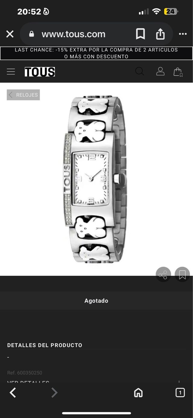 Reloj Tous Plata y Diamantes precio en tienda 700