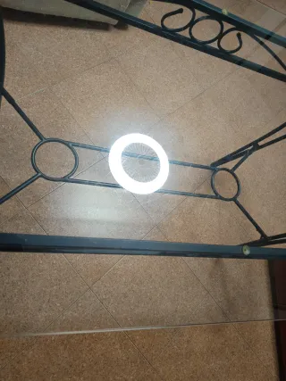 Mesa de cristal y metal para salón/jardín y forja 