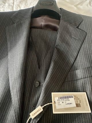 Traje Canali Raya Gris Nuevo Talla 50.
