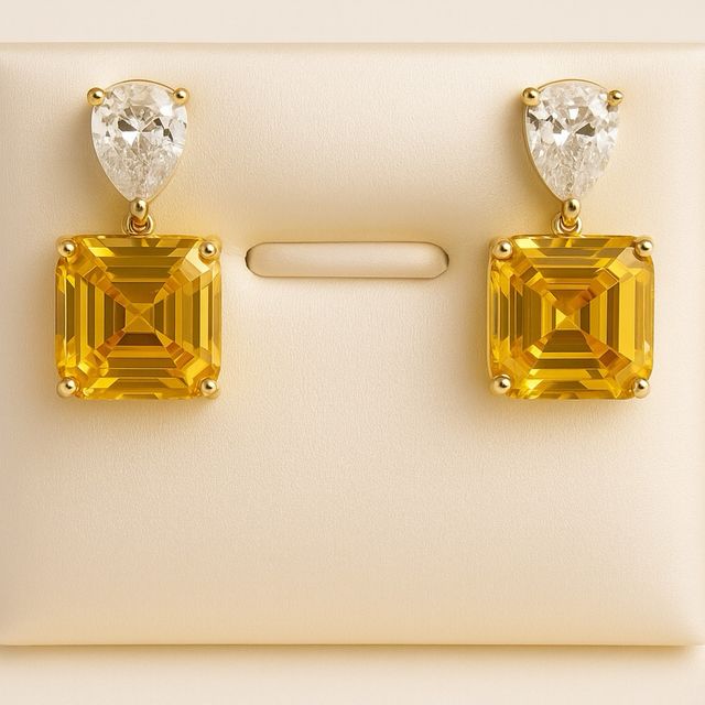 Conjunto de Citrino y Cuarzo en plata