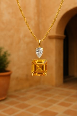 Conjunto de Citrino y Cuarzo en plata