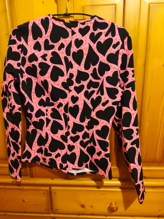 Top Minueto Corazones Negro Rosa Talla XS