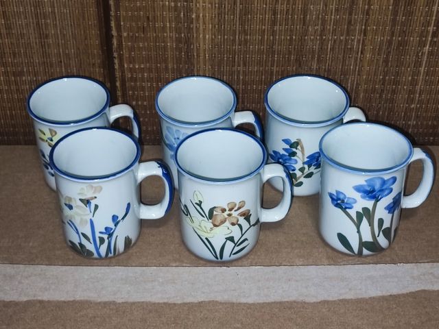 Set 6 tazze ceramica decoro floreale