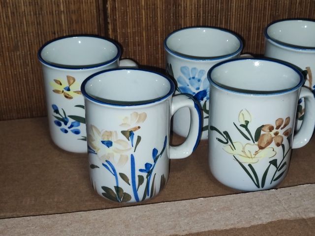 Set 6 tazze ceramica decoro floreale