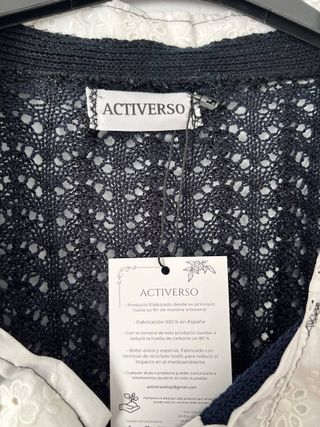 Blusa de punto vintage azul y blanco Talla XL
