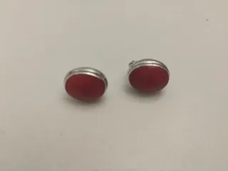 Pendientes plata y coral ovalados