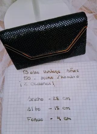 Bolso fiesta clutch cadena negro dorado
