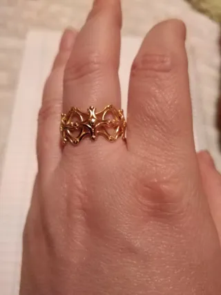Anillo de Plata Dorada Diseño Geométrico