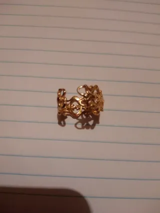 Anillo de Plata Dorada Diseño Geométrico
