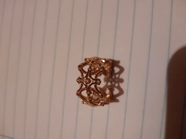 Anillo de Plata Dorada Diseño Geométrico