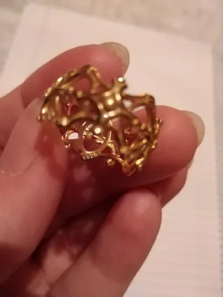 Anillo de Plata Dorada Diseño Geométrico