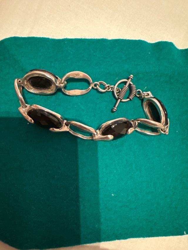 Pulsera Plata (925)con Piedras Negras ónix”