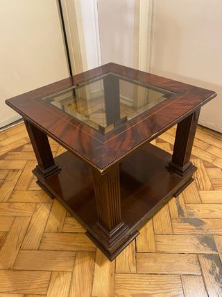 Mesa de apoio madeira e vidro