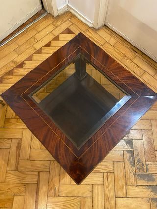 Mesa de apoio madeira e vidro