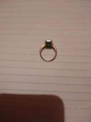 Anillo Plata Piedra Verde Rectangular