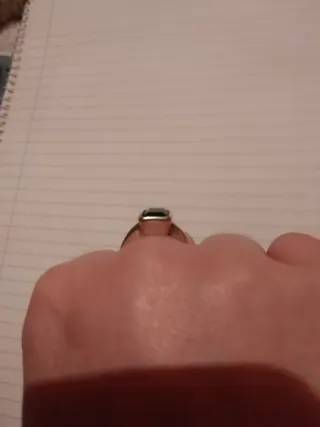 Anillo Plata Piedra Verde Rectangular