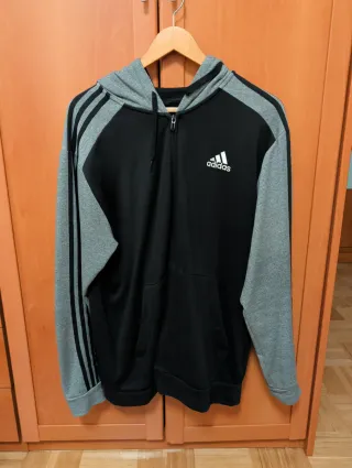 Chaqueta Adidas cremallera gris y negra